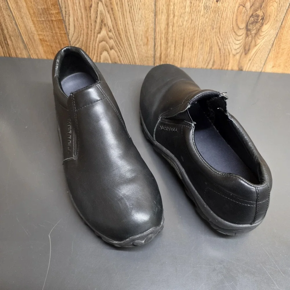 Merrell Shoes Mens Size 13 Black Leather Slip On Casual Comfort Slip Resistant